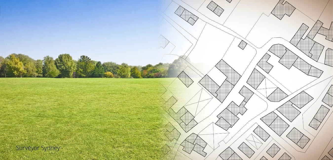 Aerial view of residential land subdivision survey in Sydney